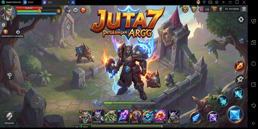 Screenshot gameplay JUTA7 yang menunjukkan pertarungan epik.