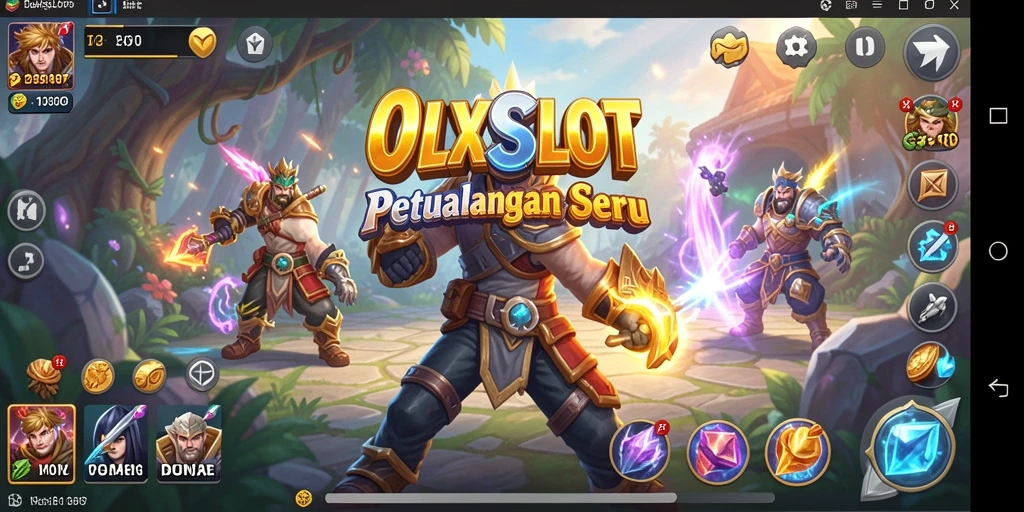 Screenshot gameplay OLXSLOT menunjukkan aksi pertempuran yang seru dan karakter yang dinamis.