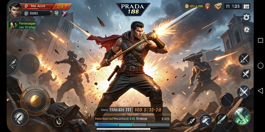 Screenshot PRADA188 menunjukkan pertarungan karakter yang penuh aksi dan strategi.