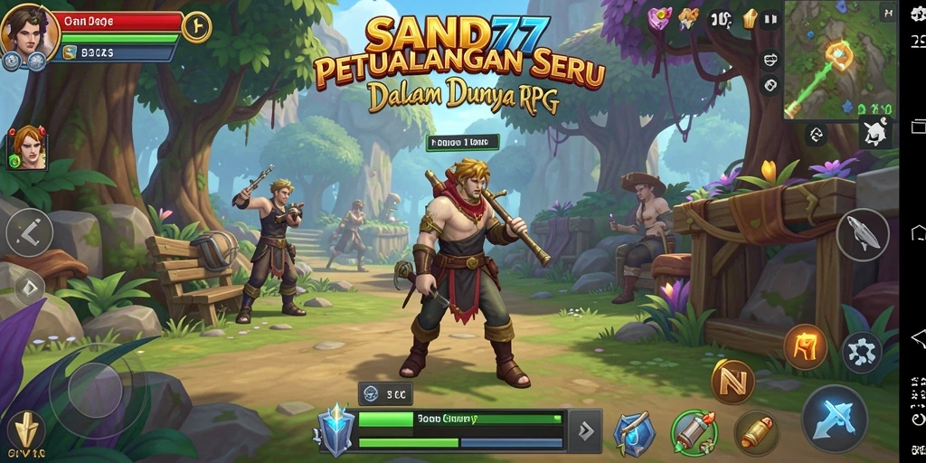 Screenshot SAND77 menampilkan aksi seru dalam pertempuran RPG.