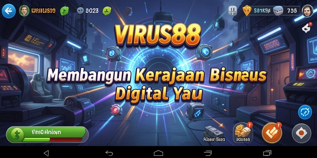 Tampilan screenshot VIRUS88 yang menunjukkan aktivitas membangun bisnis Tycoon.